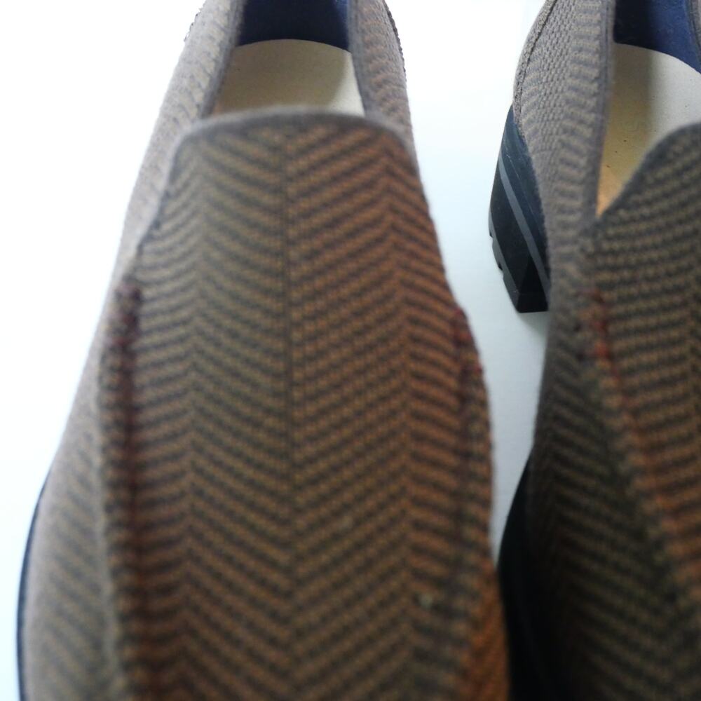 Rothy's Lug Loafer Women's 6 Brown Herringbone Chunky Heel Slip On Shoes NEW - Picture 10 of 13